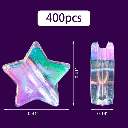 Miniatura 2 de OIIKI 400 cuentas acrílicas en forma de estrella, transparente de 0.394 pulgadas para manualidades, joyería, collares, pulseras
