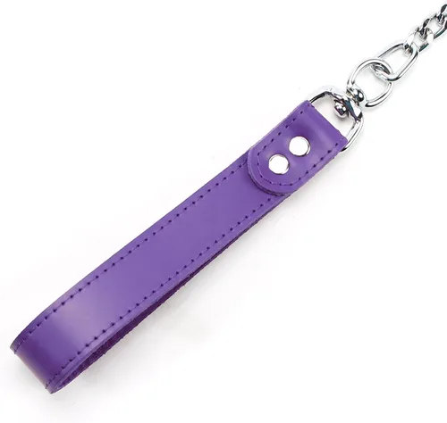 Miniatura 2 de Ava Strap Latigo Cuero Cordero Metal Cadena Correa Mango de Cuero (Púrpura)