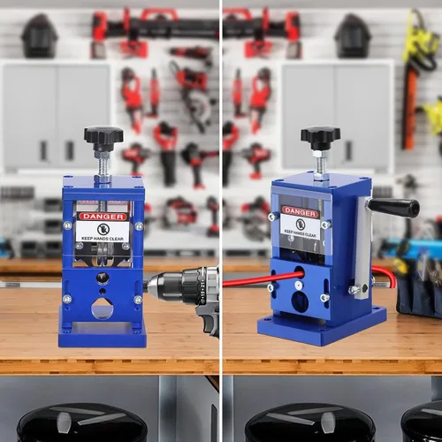 Miniatura 8 de Garvee Máquina peladora manual mejorada, pelador de alambre de cobre de 0.06 a 1 pulgadas con manivela o taladro, herramienta portátil de aluminio