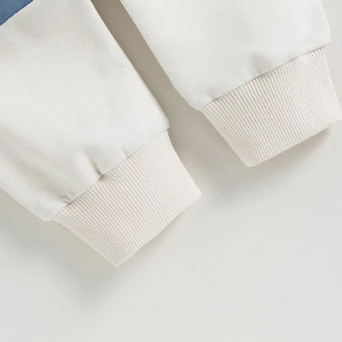 Miniatura 5 de Conjunto de camiseta de manga larga con cuello redondo a rayas y pantalones sólidos con cordón ajustable