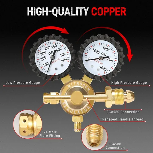Miniatura 3 de Kit de recarga de nitrógeno ENYSAON con manómetro de nitrógeno de 700 psi y manguera flexible de alta presión de 10 pulgadas. Herramienta de recarga