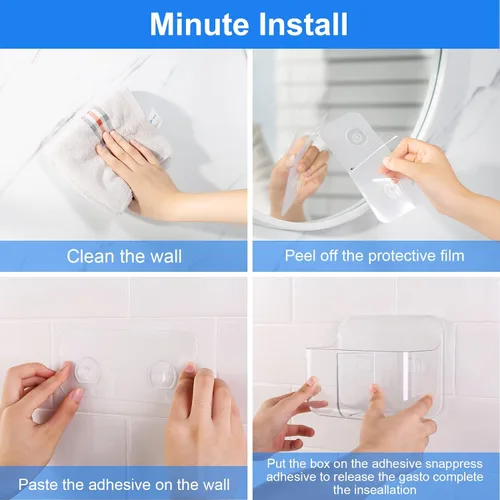Miniatura 4 de Diesisa Organizador de Pared de 2 Piezas de Acrílico, Organizador Adhesivo Transparente para Puerta de Gabinete, Estantes de Baño para Pared, Sin