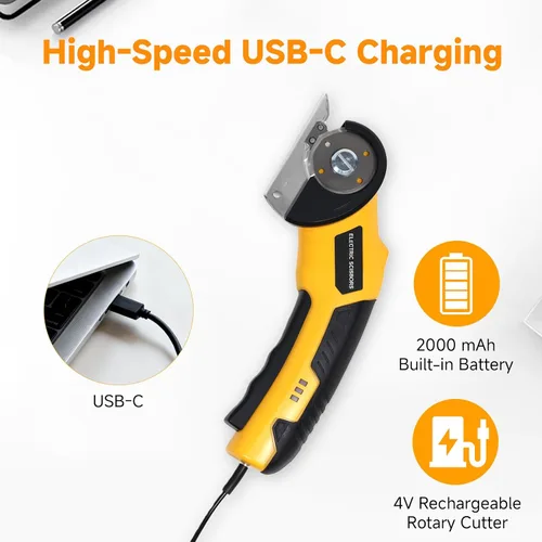 Miniatura 6 de Cortador de cartón, tijeras eléctricas inalámbricas con bloqueo de seguridad y luz LED, corte de alta velocidad de 320 RPM para cartón, tela, cuero