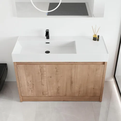 Miniatura 10 de Malwee Tocador de baño independiente de 24 pulgadas con lavabo, tocador de baño de pie de 24'', tocador moderno con 2 puertas y encimera de lavabo