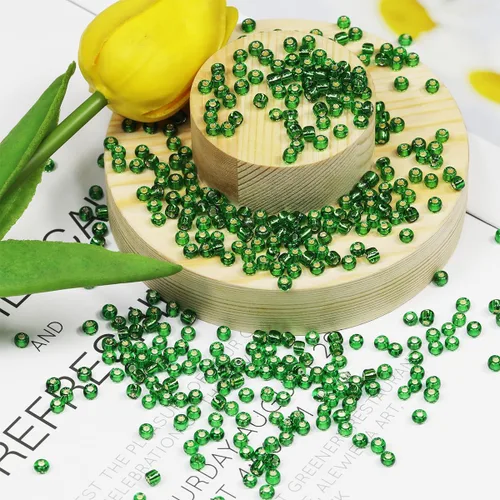 Miniatura 60 de Cuentas de semillas doradas transparentes de 4 mm al por mayor para hacer joyas, 110 gramos, aproximadamente 1600 piezas, cuentas de vidrio 6/0