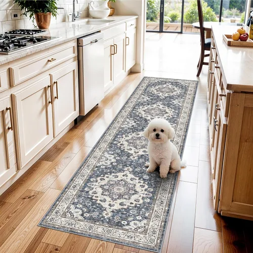 Miniatura 44 de Alfombra lavable de 2 x 3 pies para entrada: alfombras vintage con respaldo antideslizante para cocina, baño, alfombra resistente al agua