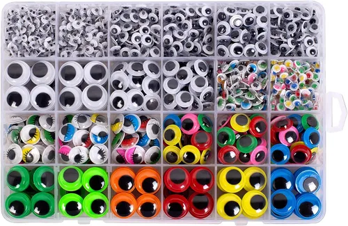 1620 piezas de ojos saltones autoadhesivos Googly, para pegatinas de manualidades de múltiples colores y tamaños para bricolaje de ZZYI