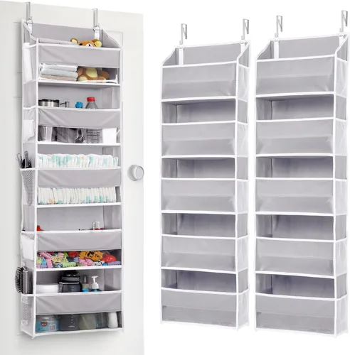 Miniatura 26 de ULG Organizador para colgar sobre la puerta, 5 niveles extra grande con 10 bolsillos de malla, capacidad de 100 libras, organizador de puerta Beige