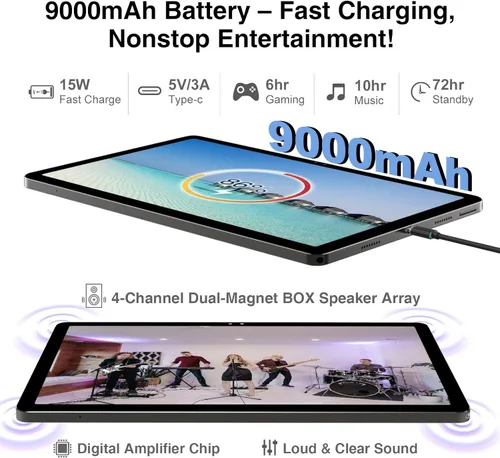Miniatura 8 de 2026 La última tableta Android de 11 pulgadas con Gemini AI, tableta 2 en 1 con teclado y bolígrafo, 18 GB de RAM 128 GB ROM 1 TB expandir, pantalla