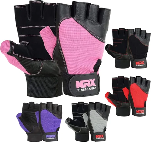 Miniatura 8 de MRX - Guantes de levantamiento de pesas, entrenamiento de gimnasio, fisicoculturismo, fitness, levantamiento de pesas, guantes de cuero genuino