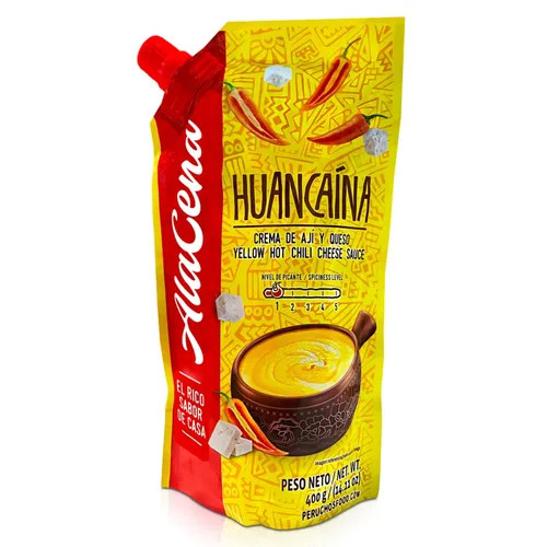 Salsa Huancaina - Crema de Aji y queso Nuevo Paquete 14.11 oz | Chile picante amarillo peruano y salsa de ajedrez nuevo paquete 15 oz