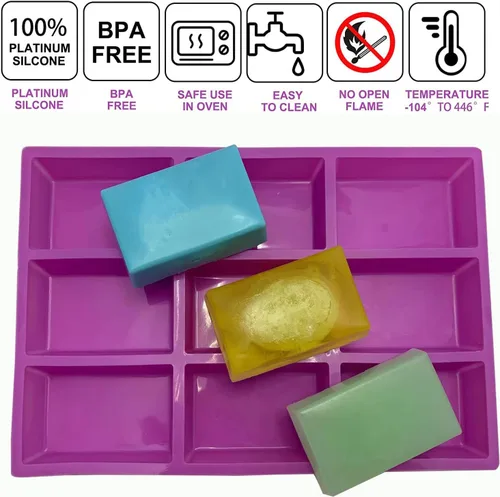 Miniatura 3 de Molde rectangular de silicona para jabón, moldes de jabón grandes de 4 onzas para hacer jabón, molde de silicona rectangular para jabón Molde