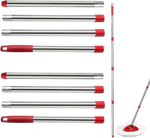 Miniatura 11 de Mango de repuesto para trapeador giratorio, barra de repuesto de trapeador de 4 secciones de 30 a 58 pulgadas y base compatible con mango