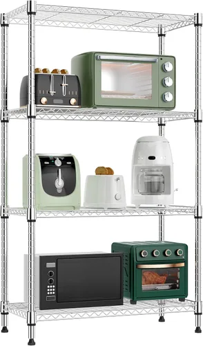 Miniatura 24 de M MZG Estantería de almacenamiento de 5 estantes, estantería de alambre de metal resistente, estantería de almacenamiento ajustable para garaje