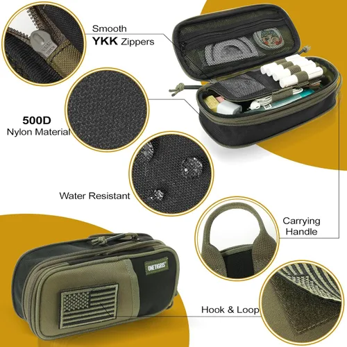 Miniatura 2 de ONETIGRIS Estuche para lápices para niños, estuche para niños, suministros de oficina, papelería, cremallera, multiranura, gran capacidad
