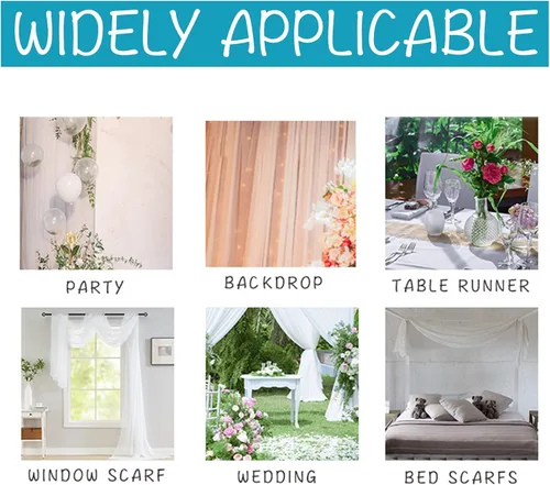 Miniatura 9 de poefun Cortinas transparentes negras para ventanas, toldo drapeado, cortina de cama, bufanda, camino de mesa de boda, sala de estar, dormitorio
