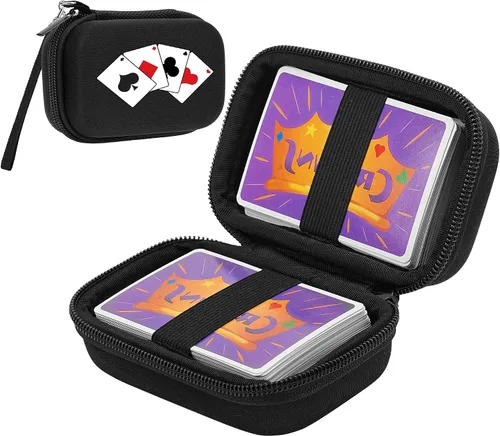 Hard Portability Playing Card Travel Case Compatible with Set Enterprises FiveCrowns card game,Protective Case Organizer.(Notincluding Cards)(black)