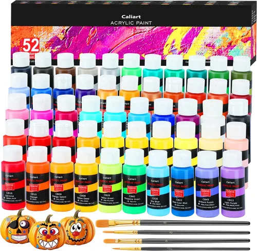 Miniatura 10 de Caliart - Juego de pintura acrílica iridiscente de 24 colores camaleón con 12 pinceles Craft Painting kit for Adults Artists Beginners, Rich