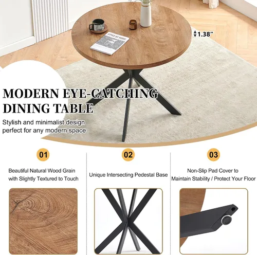Miniatura 6 de Homedot Juego de mesa de comedor para 2, mesa de cocina de 3 piezas, juego de sillas de comedor redondas y negras para espacios pequeños, juego