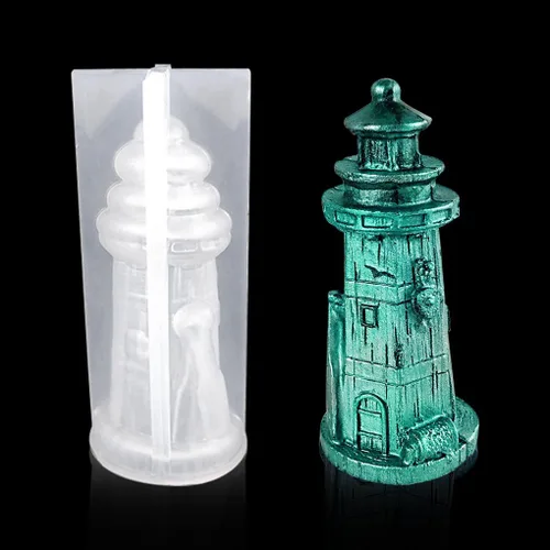 Miniatura 9 de Molde de resina de faro 3D, molde de silicona para velas de torre, molde de fundición epoxi náutica para bricolaje, pastel, fondant, jabón, playa