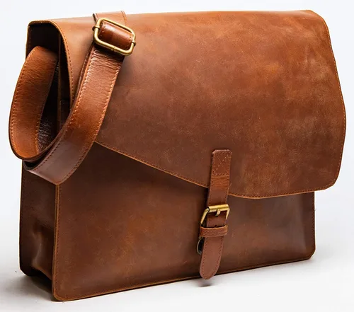 Miniatura 9 de HIDES Bolso bandolera de cuero de grano completo para computadora portátil, bandolera de viaje