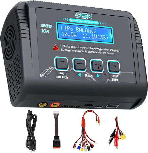 Lipo Cargador de batería, 1-6S cargador de equilibrio descarga 150 W 10 A AC/DC para Li-Po Li-Hv Ion Fe NiMH NiCd Pb Hobby Baterías con