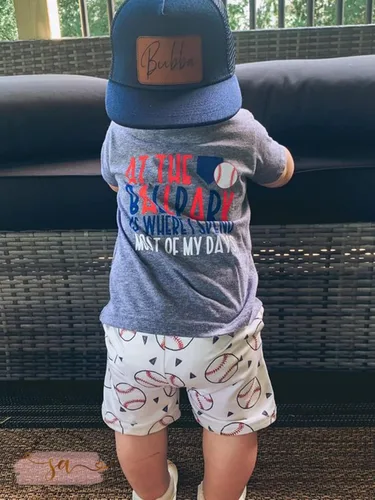 Miniatura 2 de Conjunto de 2 piezas de camiseta y pantalones cortos de béisbol con estampado de letras para bebé niño