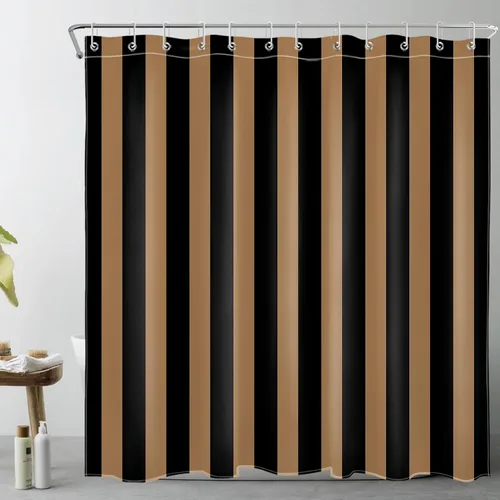 Miniatura 13 de LB Cortina de ducha a rayas naranjas y negras, cortina de ducha de arte estético de Halloween con patrón geométrico para baño, 60 x 72 pulgadas