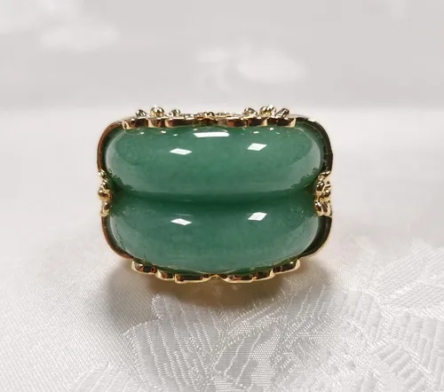 Miniatura 6 de Hanbok Anillo Jade Corea Accesorio Tradicional Mujer Junior Natural Verde Claro Tamaño Ajustable R002 Oro, Jade