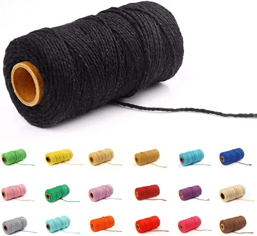 Miniatura 24 de Cordón de macramé de algodón 2 mm x 109 yardas, cuerda de algodón colorida para manualidades DIY, ganchos de plantas (Beige)