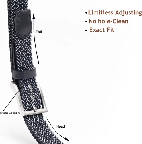 Miniatura 6 de Cinturón elástico para hombre, tejido elástico trenzado, cinturón de tela casual para golf, caza, pantalones de mezclilla
