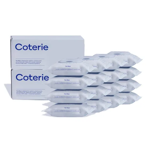Miniatura 9 de Coterie Toallitas para bebé para piel sensible, fibras a base de plantas y libres de plástico, 99% agua, hipoalergénicas, pH equilibrado, sin