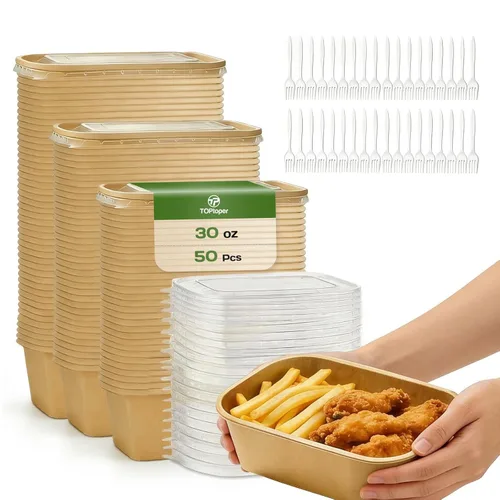 Miniatura 9 de TOPtoper Tazones de papel grandes de 24 onzas sin tapas, paquete de 90 cuencos desechables para sopa, suministros de fiesta sin plástico