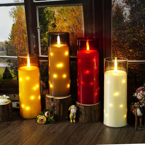 Miniatura 7 de kakoya Velas LED grandes sin llama de 11" x 4" pulgadas para exteriores, impermeables, con control remoto y temporizador, velas de pilar acrílicas