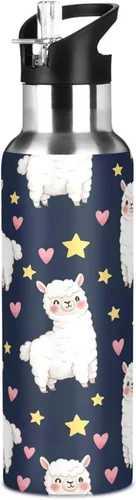 Miniatura 8 de Cute White Alpacas Insulated Water Bottle 20 Oz, BPA-Free Sports Water Bottle with Straw Leakproof Water Bottles