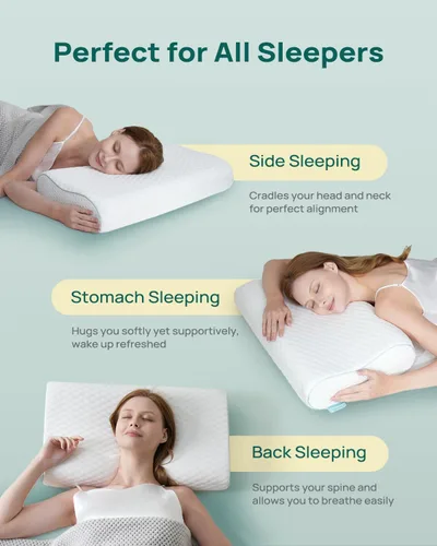 Miniatura 7 de Almohada de espuma viscoelástica ergonómica Releep - Almohada ortopédica de soporte cervical para alivio del dolor de cuello y hombro, almohada