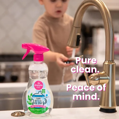Miniatura 3 de Dapple Spray Espumoso de Poder para Biberones y Platos de Bebé, Jabón Hipoalergénico para Platos para Biberones de Bebé, Potenciado por Plantas, Sin