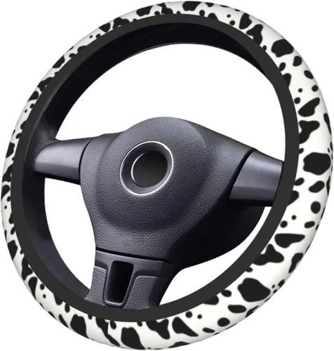 Miniatura 7 de Funda para volante con diseño de vaca, antideslizante, transpirable, absorbente de sudor, adecuada para SUV, camioneta, camión, automóvil