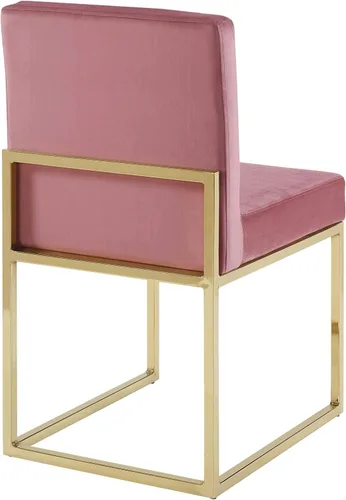 Miniatura 5 de Modway EEI-3806-GLD-DUS Carriage Channel - Silla de comedor de terciopelo con base copetuda, color rosa polvoriento dorado