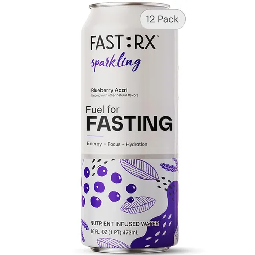 FAST:RX Bebida de electrolitos en ayunas, hidratación sin azúcar, cero calorías, con vitaminas y minerales, ayuno intermitente y ceto, arándanos