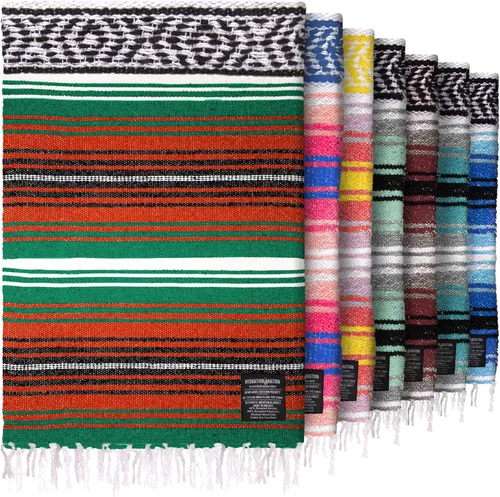 Miniatura 17 de Hydration Nation Auténtica manta mexicana extra grande (70 x 50 pulgadas), yoga tejida a mano, serape, falsa artesanal, playa, campamento, picnic