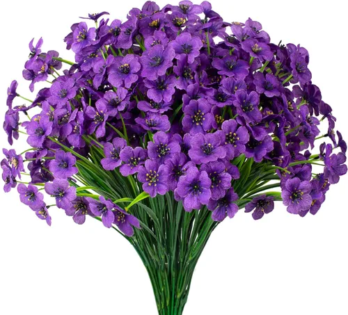 Miniatura 12 de 15 paquetes de flores artificiales resistentes a los rayos UV para exteriores, plantas sin decoloración, arbustos de plástico sintético, flores