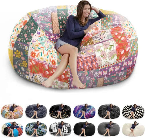 Miniatura 13 de Funda para puf gigante de 6 pies, suave y esponjoso de terciopelo holandés (sin relleno, solo cubierta), cómoda funda de puf de 6 pies, funda