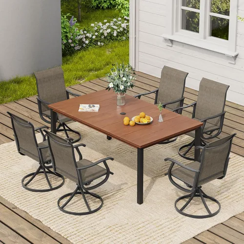 Miniatura 33 de VICLLAX Muebles pequeños de exterior de 3 piezas, 2 sillas giratorias de patio y mesa redonda pequeña para 2, sillas de carbón oscuro y negro