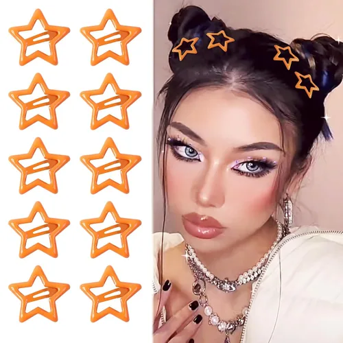 Miniatura 11 de 10 pinzas para el cabello de estrella para niñas, bonitos pasadores de metal con purpurina, accesorios antideslizantes para rave, clip de pelo Y2K