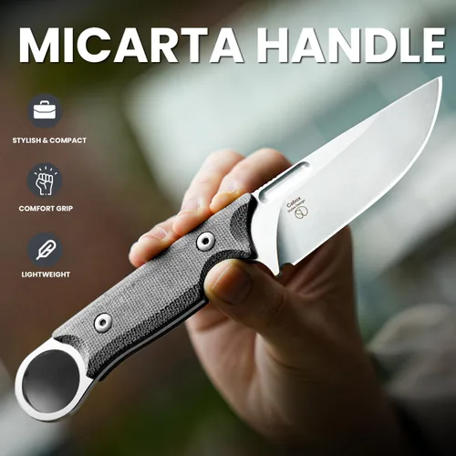 Miniatura 3 de Cuchillo de hoja fija Kizer Cabox de 3.35 pulgadas de acero D2, cuchillo de caza con mango de micarta y funda, navaja de bolsillo 1048A1
