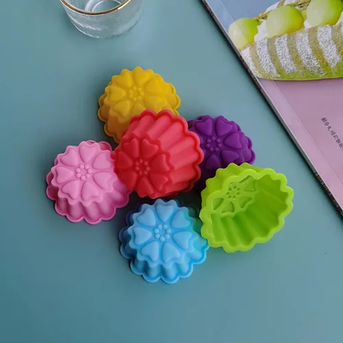 Miniatura 7 de Moldes de silicona para hornear, paquete de 6, con forma de flor, antiadherentes, fáciles de limpiar