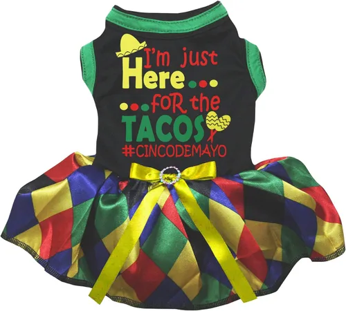Miniatura 4 de Petitebella I'm Just Here for The Tacos - Vestido para perro (LED negro/verde, talla XS)