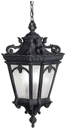Miniatura 7 de Kichler Tournai - Lámpara colgante de 123 pulgadas para exteriores, 8 luces, con cristal transparente semillado, color negro texturizado Negro