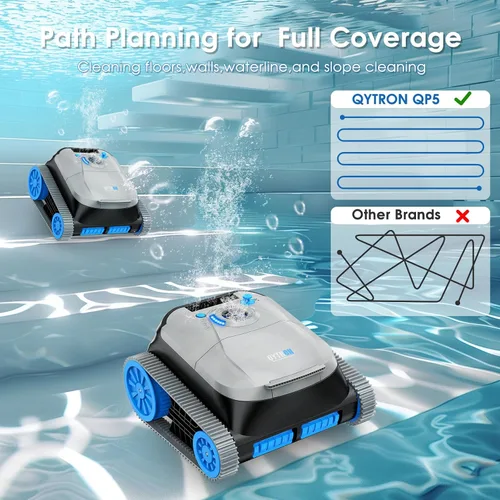Miniatura 3 de NIXBOT QP5 - Limpiador robótico de piscina, aspiradora inalámbrica para piscinas enterradas, sistema de turbina de doble motor, aspiradora robótica